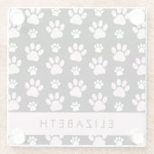 Patroon op poten, roze poten, langpoten, Jouw naam Glazen Onderzetter (Achterkant)