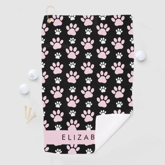 Patroon op poten, roze poten, langpoten, Jouw naam Golfhanddoek (Insitu)