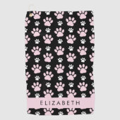 Patroon op poten, roze poten, langpoten, Jouw naam Golfhanddoek (Voorkant)