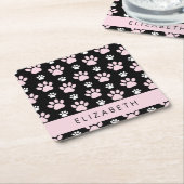Patroon op poten, roze poten, langpoten, Jouw naam Kartonnen Onderzetters (Schuin)