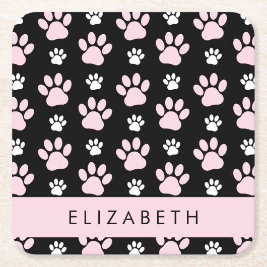 Patroon op poten, roze poten, langpoten, Jouw naam Kartonnen Onderzetters (Voorkant)