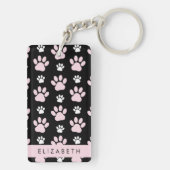 Patroon op poten, roze poten, langpoten, Jouw naam Sleutelhanger (achterkant)