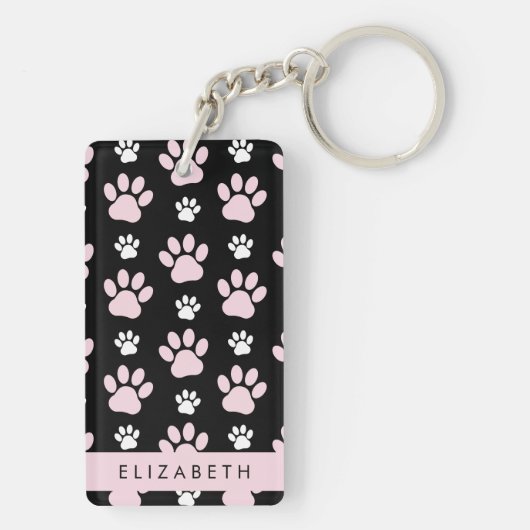 Patroon op poten, roze poten, langpoten, Jouw naam Sleutelhanger (achterkant)