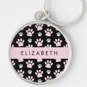 Patroon op poten, roze poten, langpoten, Jouw naam Sleutelhanger (Voorkant)