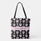 Patroon op poten, roze poten, langpoten, Jouw naam Tote Bag (Achterkant)