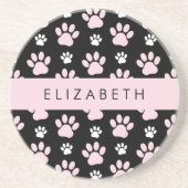 Patroon op poten, roze poten, langpoten, Jouw naam Zandsteen Onderzetter (Voorkant)