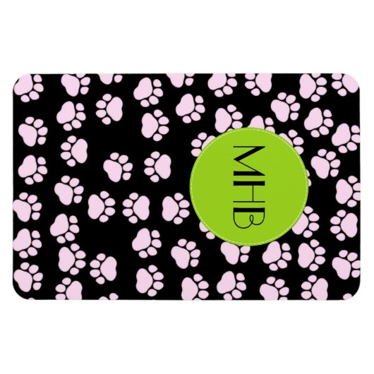 Patroon op poten, roze poten, langpoten, monogram magneet (Horizontaal)