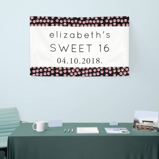 Patroon op poten, roze poten, reuzenpoten, zoet 16 spandoek (Beurs)