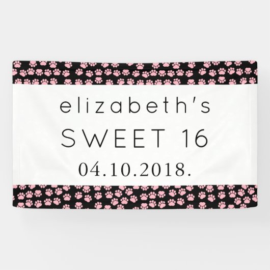 Patroon op poten, roze poten, reuzenpoten, zoet 16 spandoek (Horizontaal)