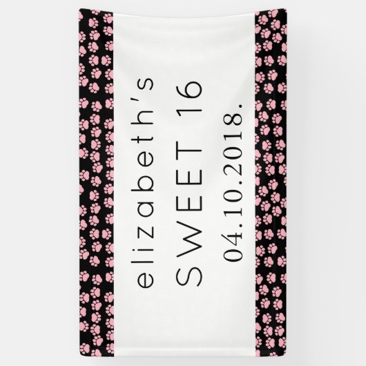 Patroon op poten, roze poten, reuzenpoten, zoet 16 spandoek (Verticaal)