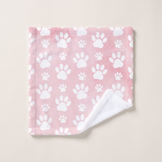 Patroon op poten, witte poten, Waterverven, roze Bad Handdoek (Wasdoekje)