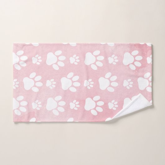 Patroon op poten, witte poten, Waterverven, roze Bad Handdoek (Handdoek)