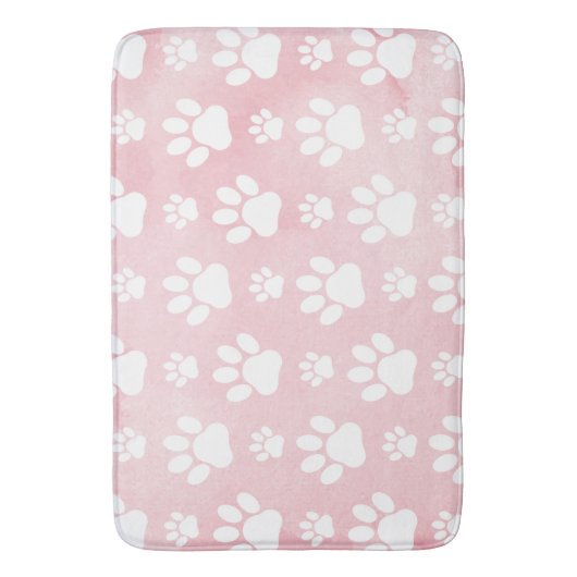 Patroon op poten, witte poten, Waterverven, roze Badmat (Voorkant Verticaal)