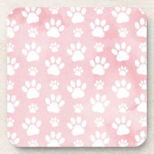Patroon op poten, witte poten, Waterverven, roze Bier Onderzetter (Voorkant)