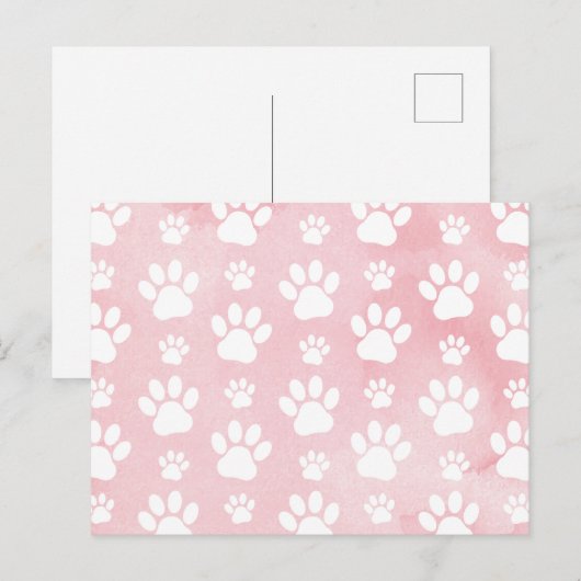 Patroon op poten, witte poten, Waterverven, roze Briefkaart (Voorkant / Achterkant)