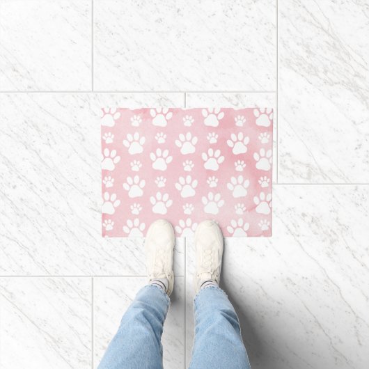Patroon op poten, witte poten, Waterverven, roze Deurmat (Binnen)