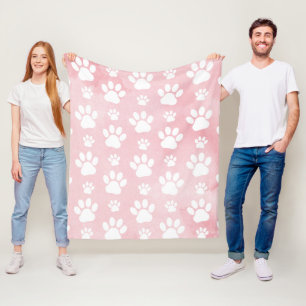 Patroon op poten, witte poten, Waterverven, roze Fleece Deken