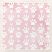 Patroon op poten, witte poten, Waterverven, roze Glazen Onderzetter (Voorkant)