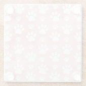 Patroon op poten, witte poten, Waterverven, roze Glazen Onderzetter (Achterkant)