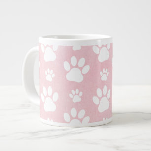 Patroon op poten, witte poten, Waterverven, roze Grote Koffiekop