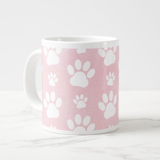 Patroon op poten, witte poten, Waterverven, roze Grote Koffiekop (Links)