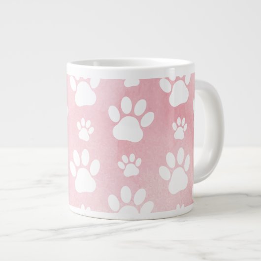 Patroon op poten, witte poten, Waterverven, roze Grote Koffiekop (Voorkant rechts)