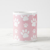 Patroon op poten, witte poten, Waterverven, roze Grote Koffiekop (Voorkant)