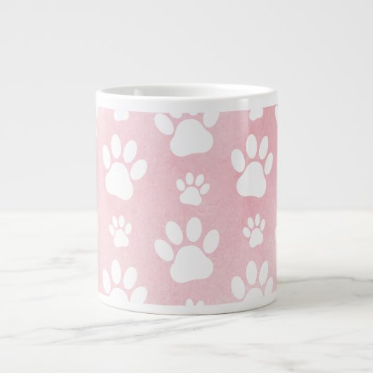 Patroon op poten, witte poten, Waterverven, roze Grote Koffiekop (Voorkant)