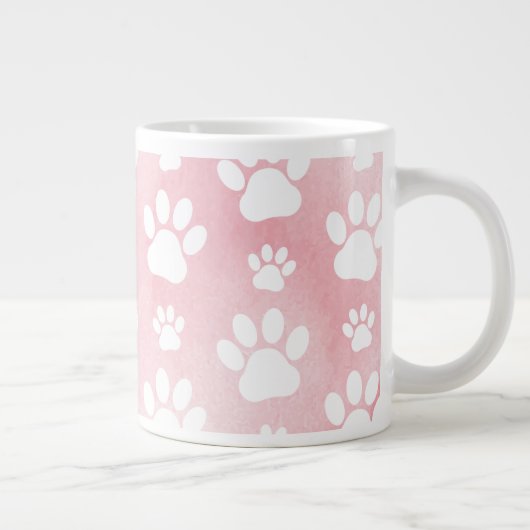 Patroon op poten, witte poten, Waterverven, roze Grote Koffiekop (Rechts)