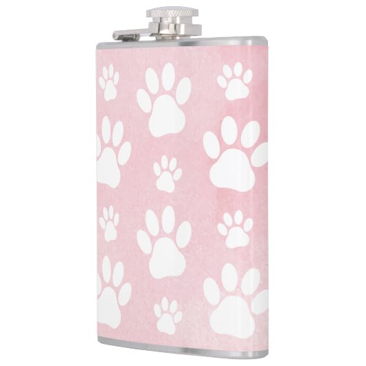 Patroon op poten, witte poten, Waterverven, roze Heupfles (Links)