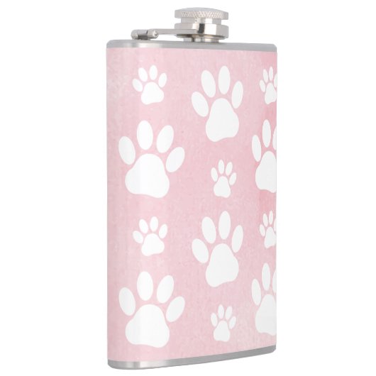 Patroon op poten, witte poten, Waterverven, roze Heupfles (Rechts)