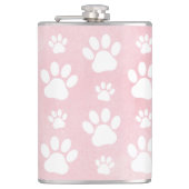 Patroon op poten, witte poten, Waterverven, roze Heupfles (Voorkant)