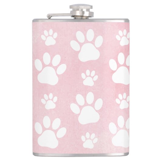 Patroon op poten, witte poten, Waterverven, roze Heupfles (Voorkant)