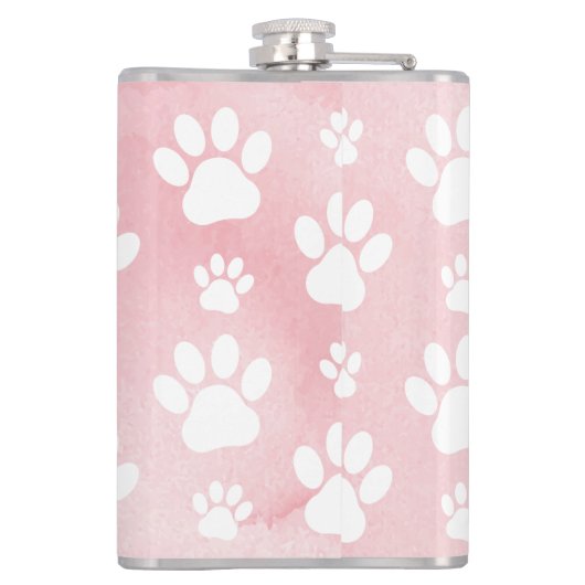 Patroon op poten, witte poten, Waterverven, roze Heupfles (Achterkant)