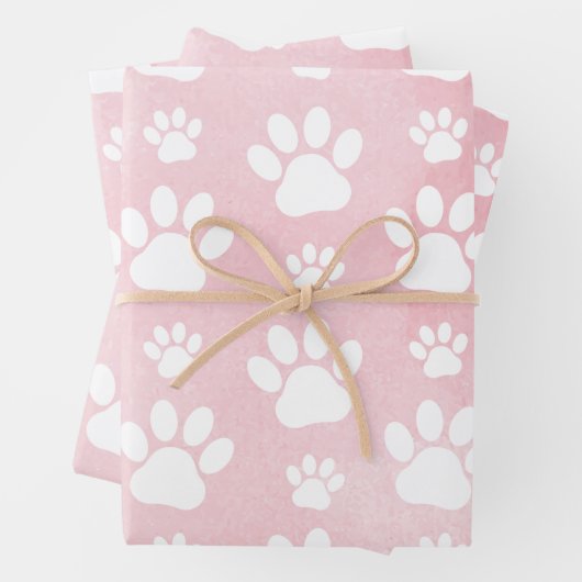 Patroon op poten, witte poten, Waterverven, roze Inpakpapier Vel (In situ)