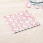 Patroon op poten, witte poten, Waterverven, roze Kartonnen Onderzetters (Schuin)