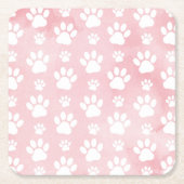 Patroon op poten, witte poten, Waterverven, roze Kartonnen Onderzetters (Voorkant)