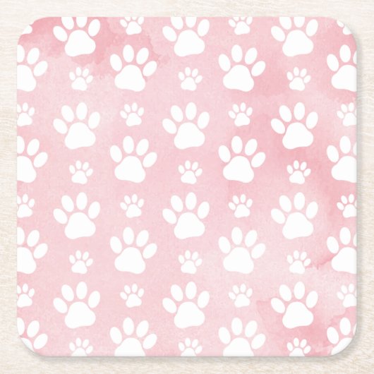 Patroon op poten, witte poten, Waterverven, roze Kartonnen Onderzetters (Voorkant)