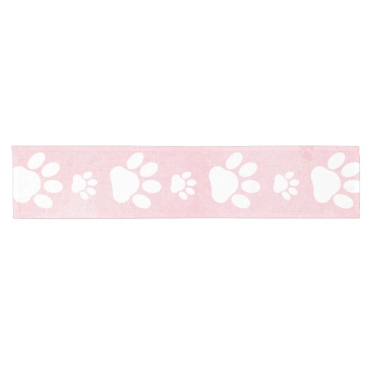 Patroon op poten, witte poten, Waterverven, roze Korte Tafelloper (Horizontaal)