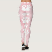 Patroon op poten, witte poten, Waterverven, roze Leggings (Achterkant)