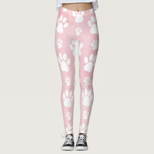 Patroon op poten, witte poten, Waterverven, roze Leggings