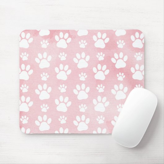 Patroon op poten, witte poten, Waterverven, roze Muismat (Met muis)