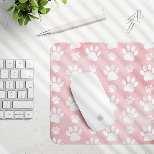 Patroon op poten, witte poten, Waterverven, roze Muismat