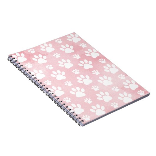 Patroon op poten, witte poten, Waterverven, roze Notitieboek (Rechterzijde)