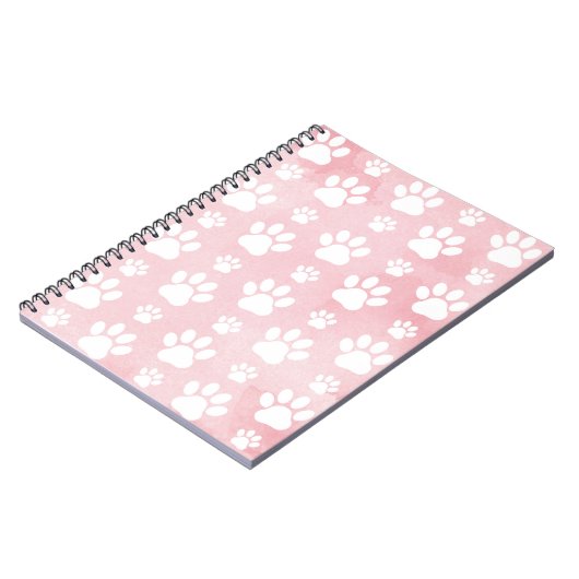 Patroon op poten, witte poten, Waterverven, roze Notitieboek (Linkerzijde)