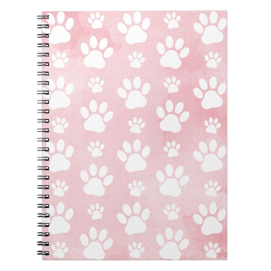 Patroon op poten, witte poten, Waterverven, roze Notitieboek (Voorkant)