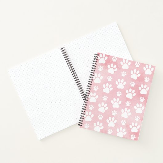 Patroon op poten, witte poten, Waterverven, roze Notitieboek (Binnen)