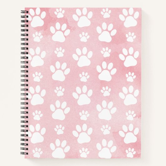 Patroon op poten, witte poten, Waterverven, roze Notitieboek (Voorkant)