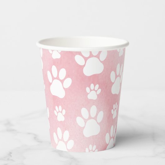 Patroon op poten, witte poten, Waterverven, roze Papieren Bekers (Achterkant)