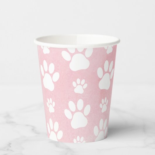 Patroon op poten, witte poten, Waterverven, roze Papieren Bekers (Links)